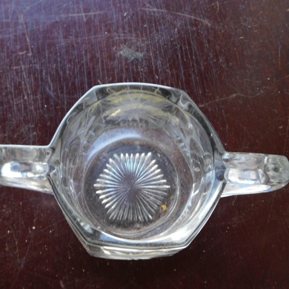 Glass Sugar Bowl Double Handled Star Blast - Picture 3 of 4